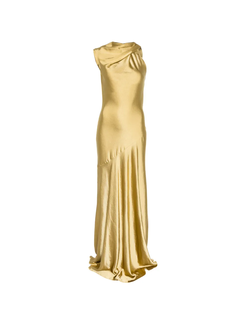 Amsale satin asymmetric drape gown - Yellow