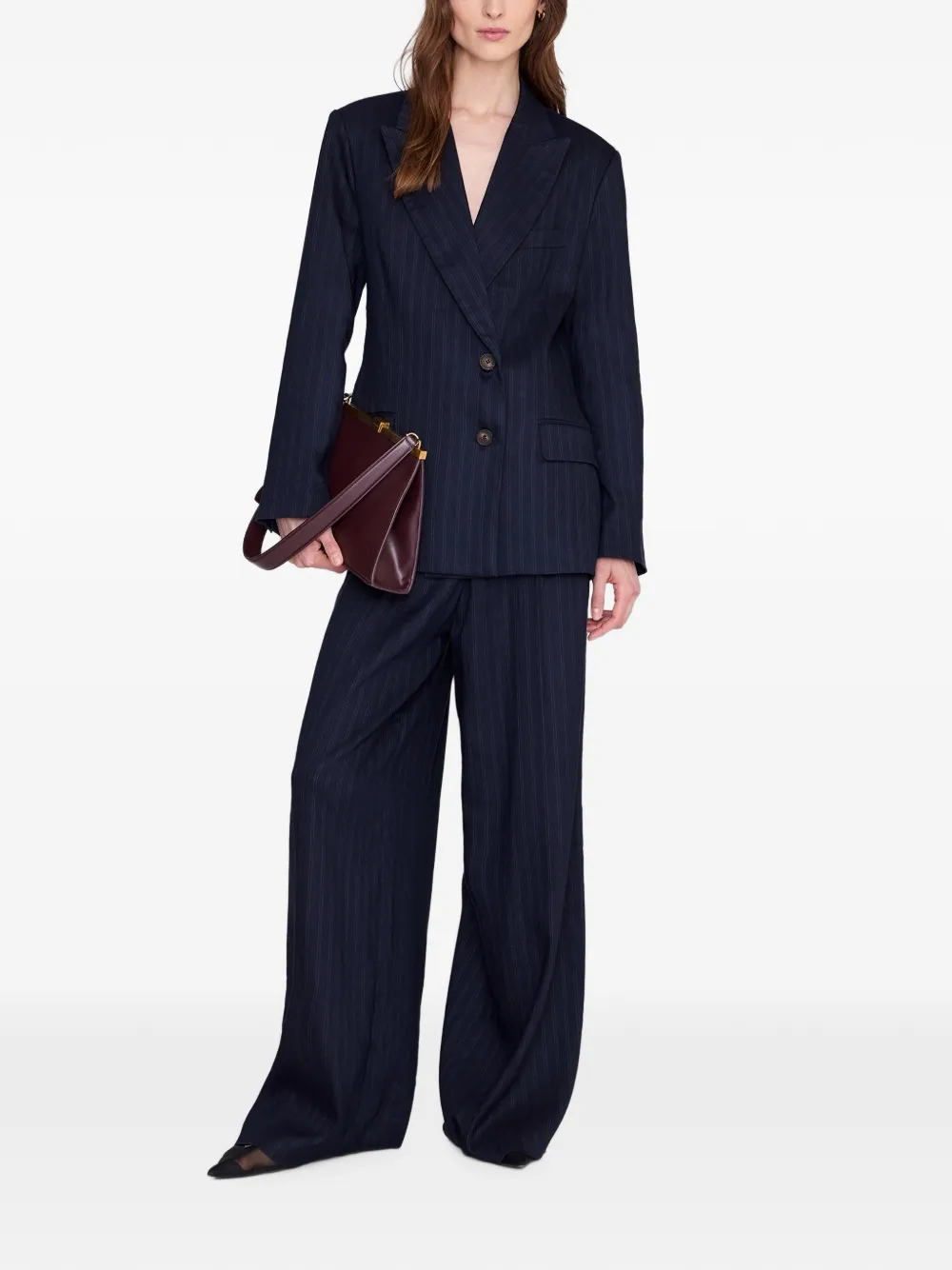 ANINE BING Aretha krijtstreep blazer Blauw