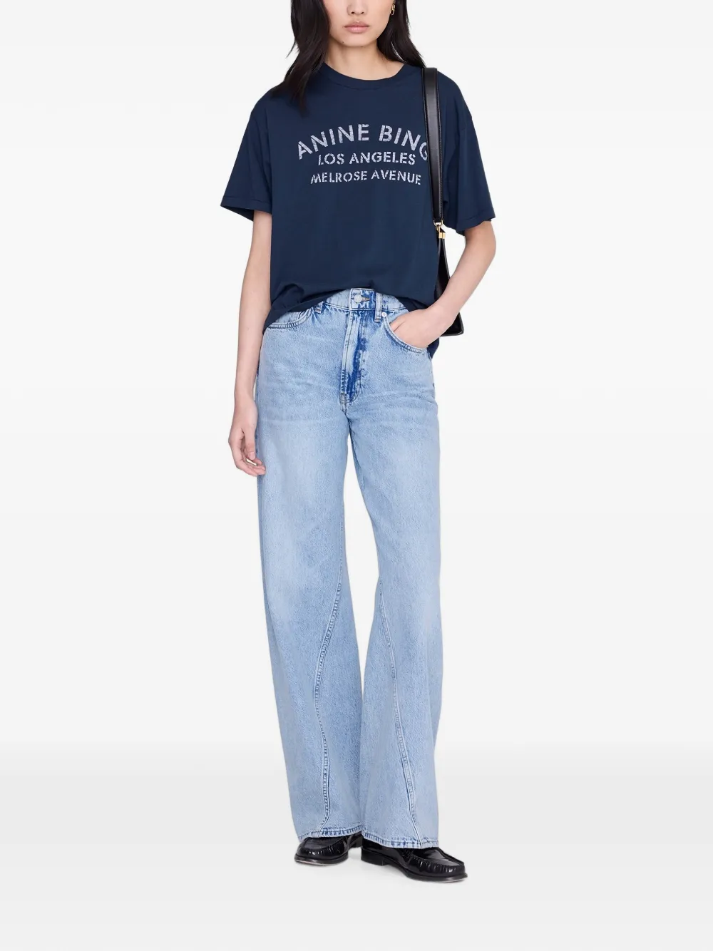 ANINE BING Cade T-shirt met logodetail Blauw