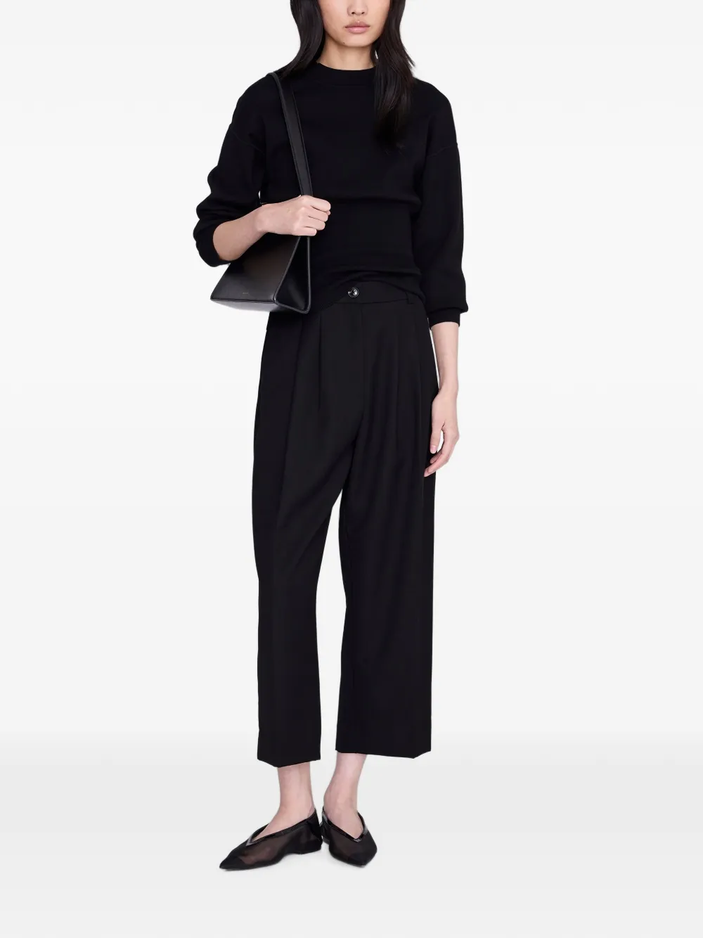 ANINE BING Brice cropped plooibroek Zwart