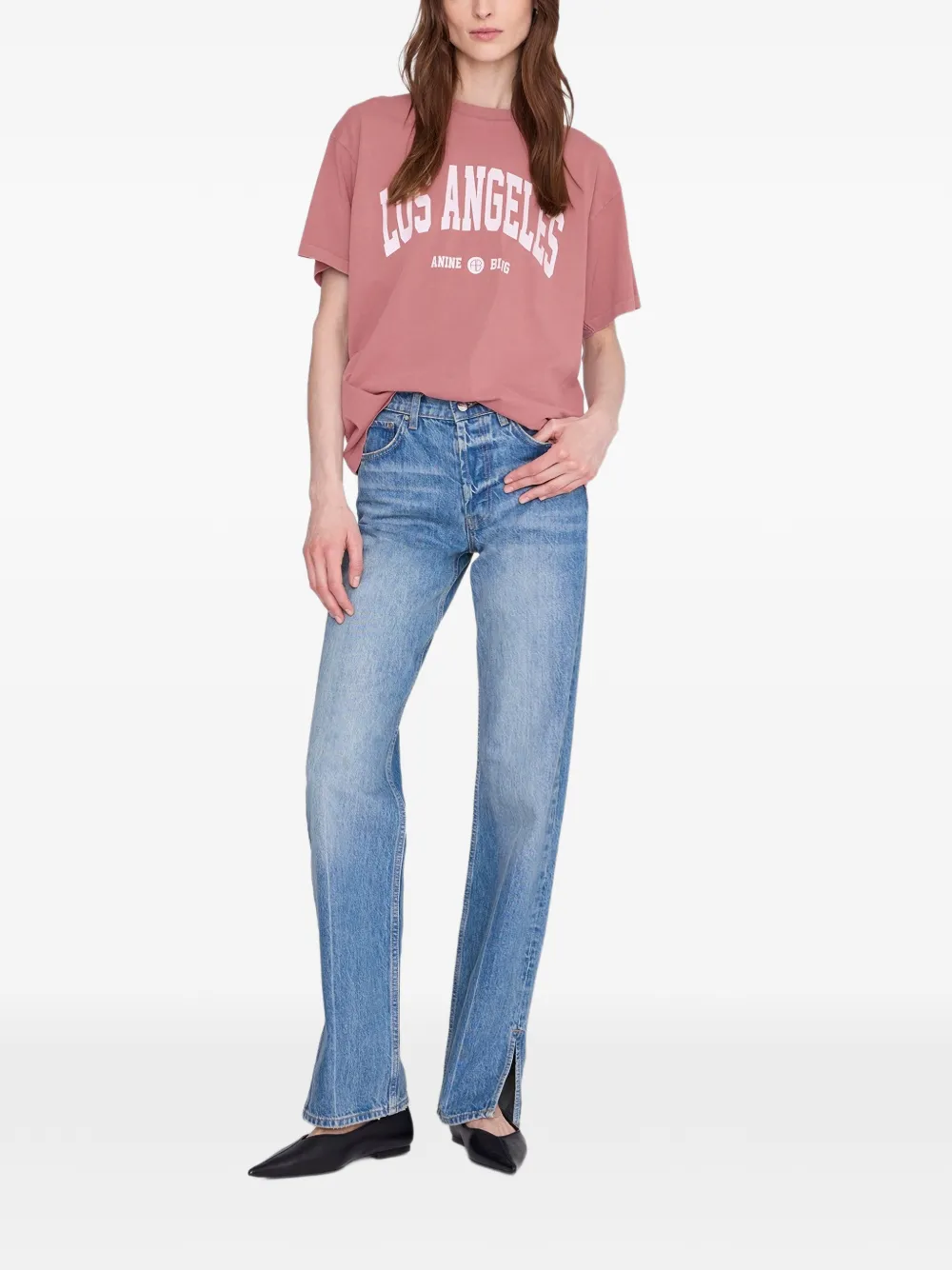 ANINE BING Cade Tee Los Angeles University Rood