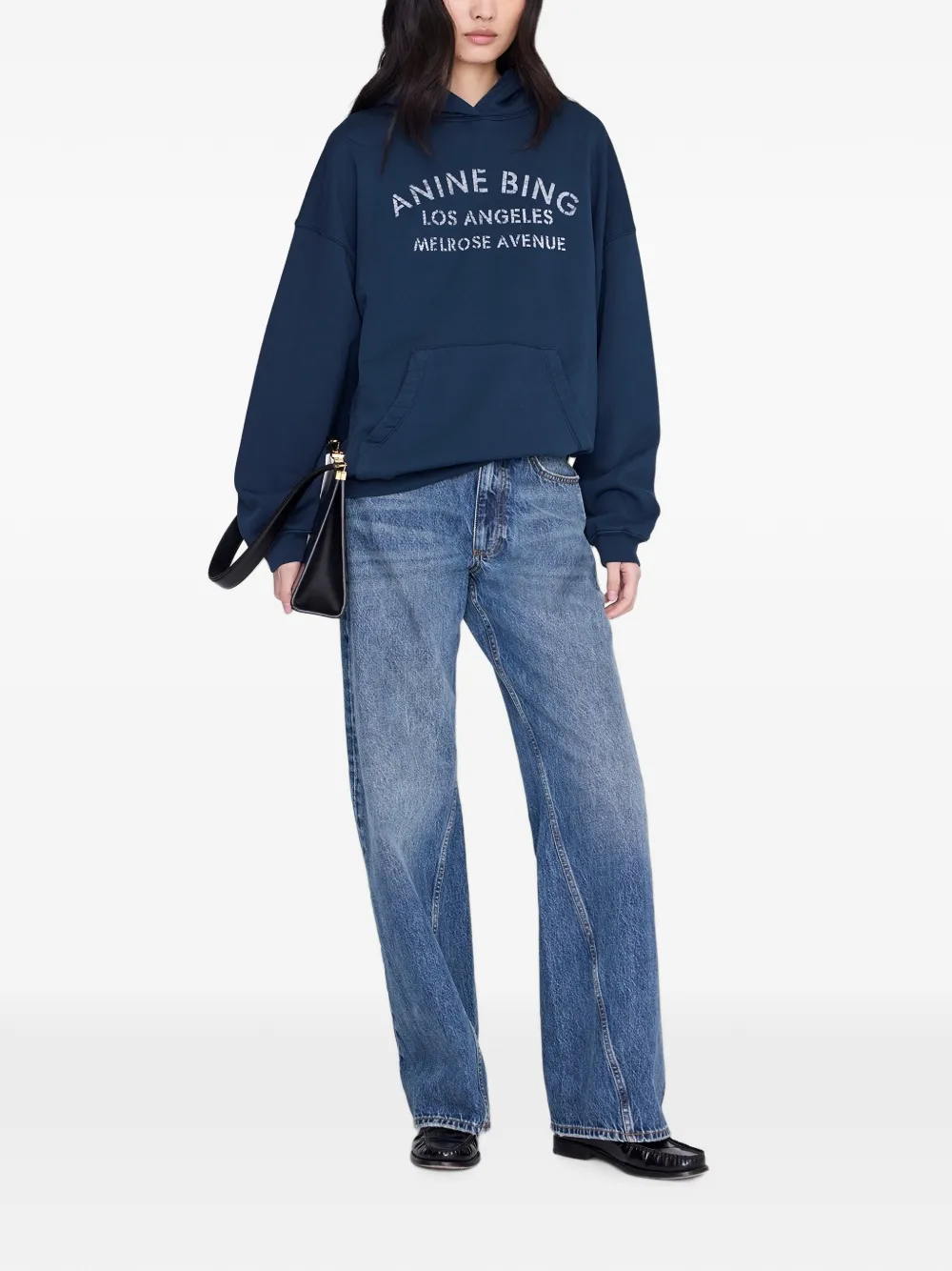 ANINE BING Harvey hoodie met logodetail Blauw