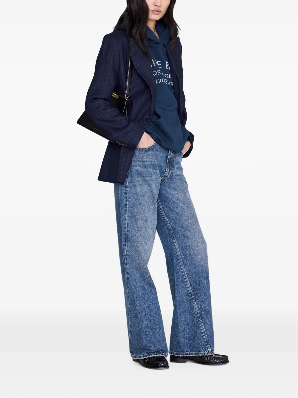ANINE BING Harvey hoodie met logodetail Blauw