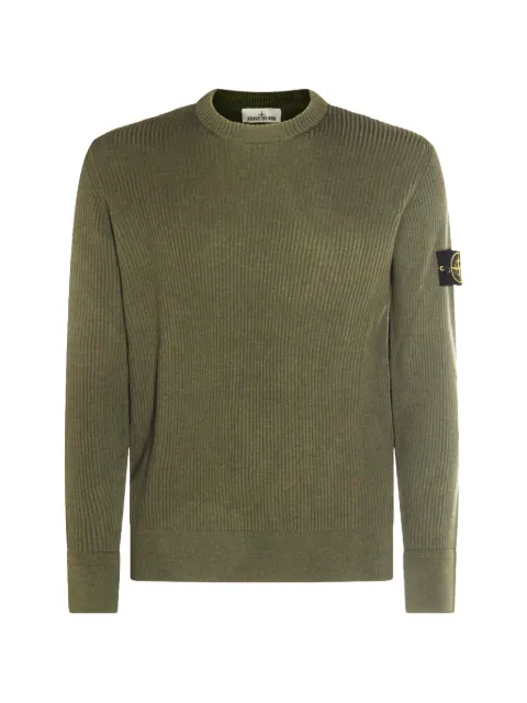 Stone Island ribbed logo-patch sweater