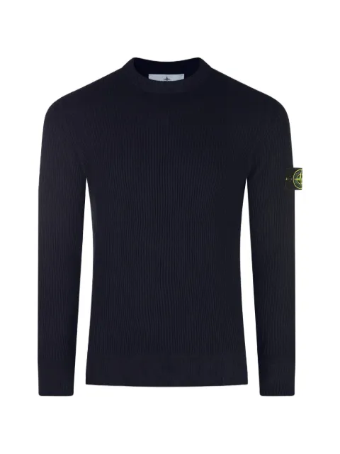 Stone Island ribbed-knit logo-patch sweater