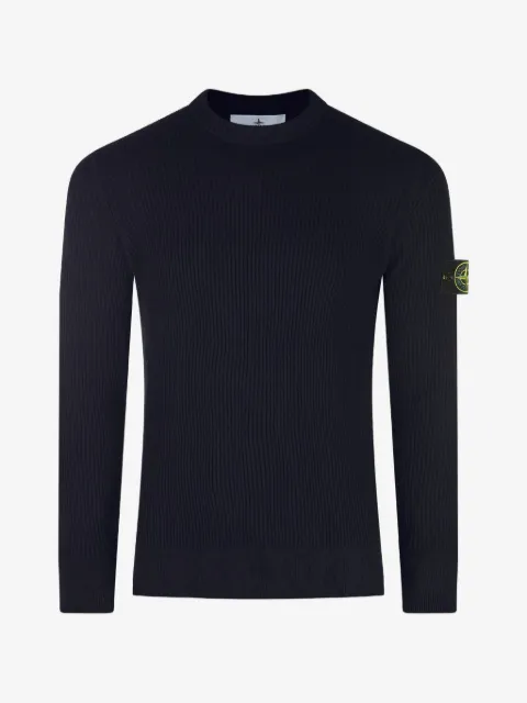 Stone Island Gerippter Pullover mit Logo-Patch