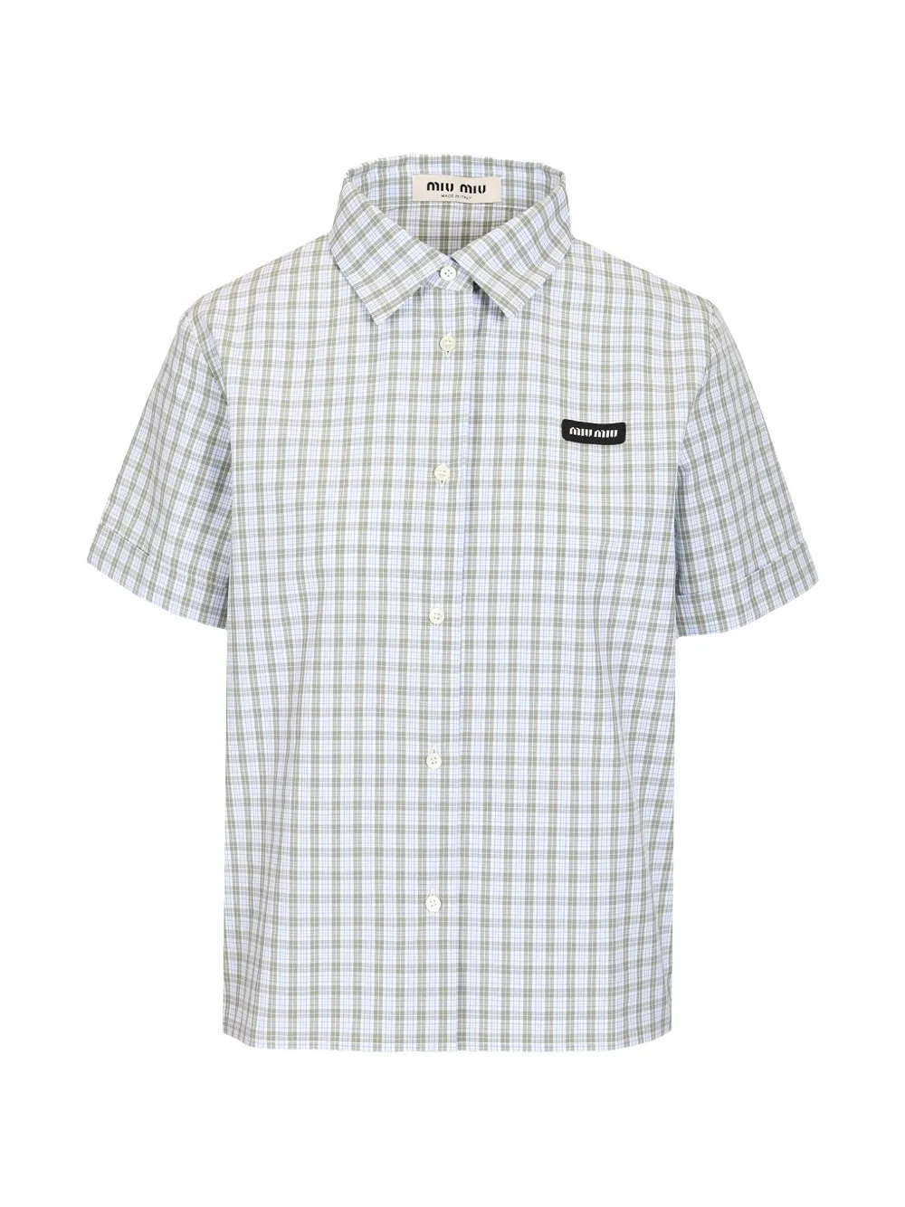 Miu Miu check-pattern poplin shirt - Bianco