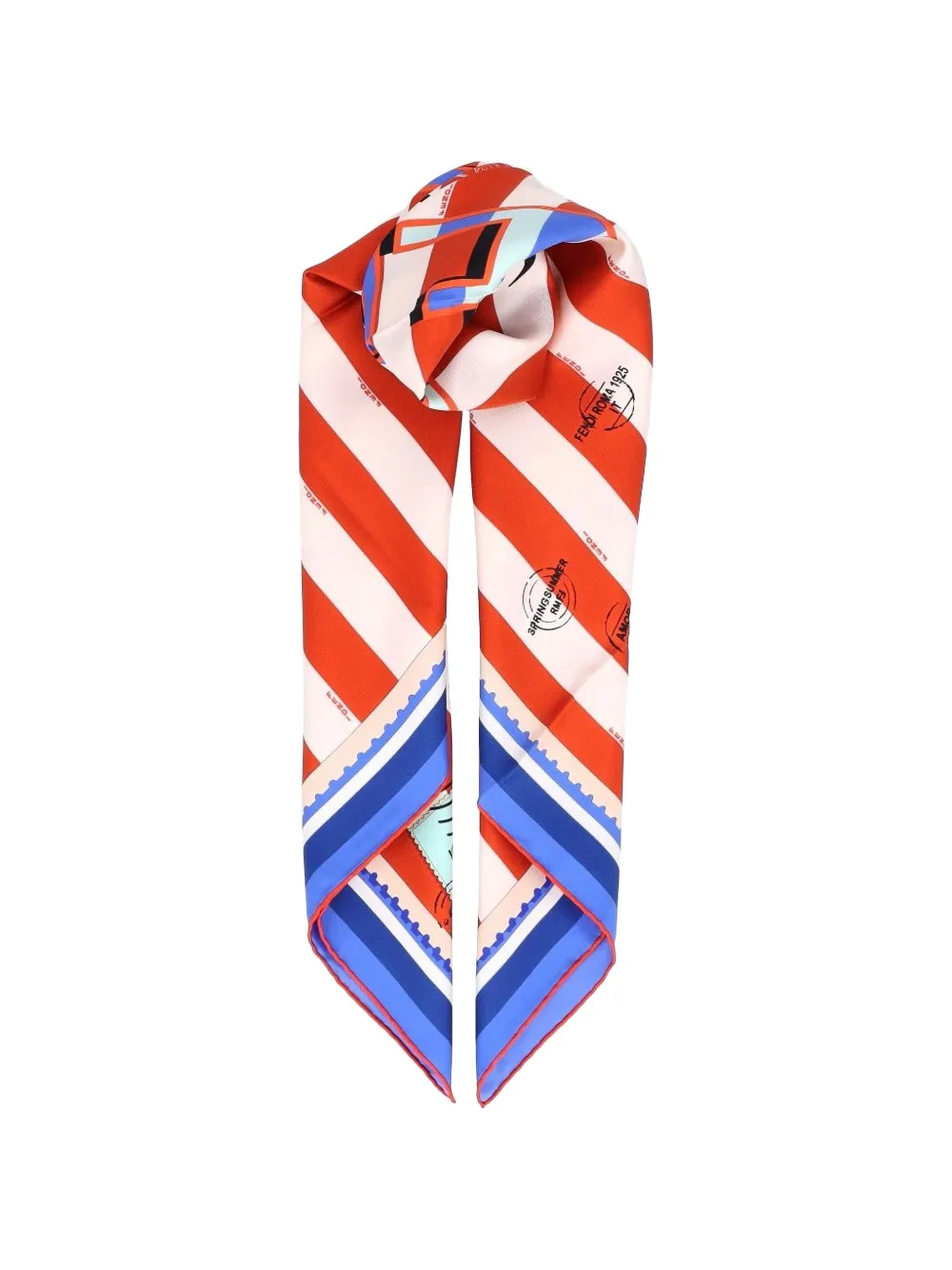 FENDI white and rust striped silk foulard - Toni neutri