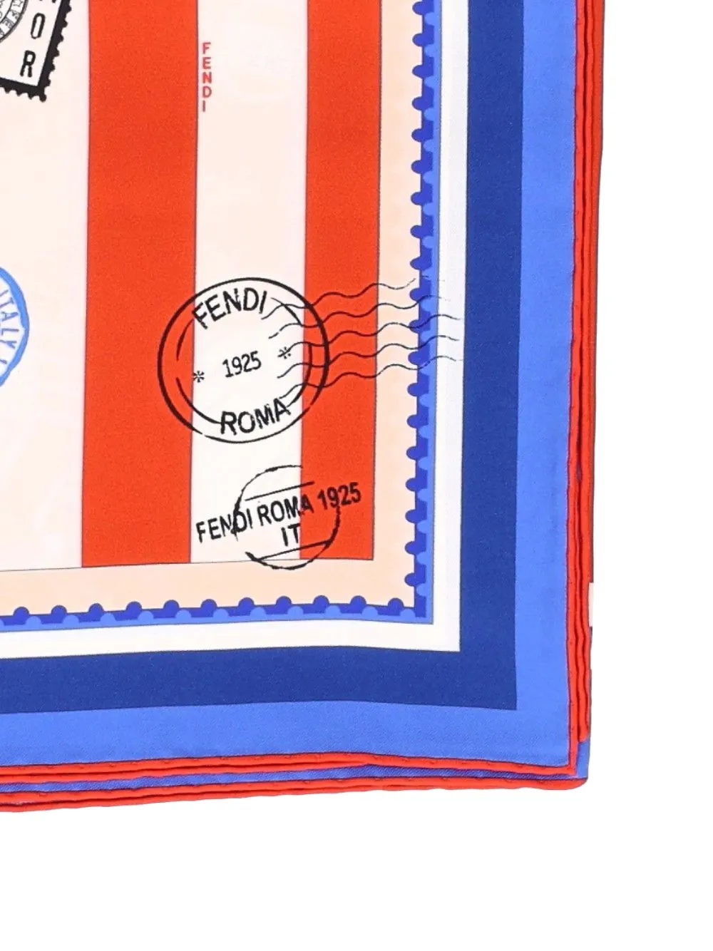 FENDI white and rust striped silk foulard Beige