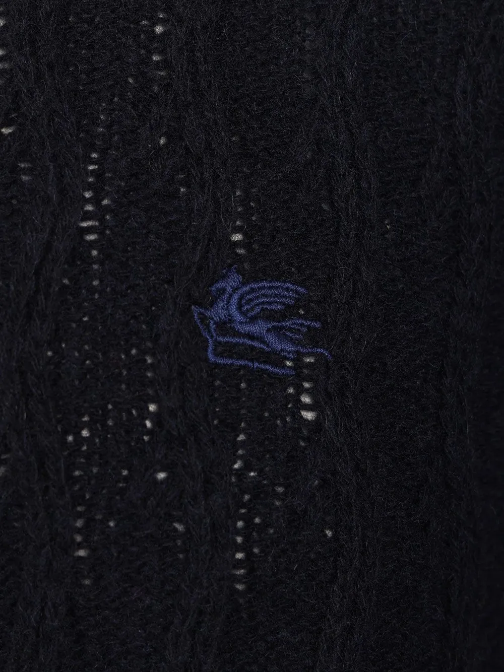 ETRO Pegaso-embroidered cashmere sweater Blauw