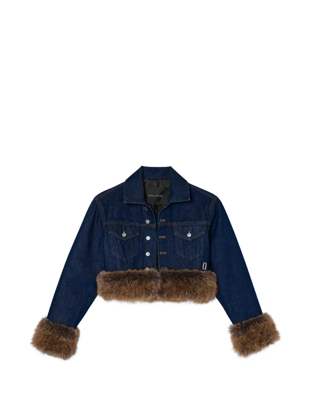 Marc Jacobs faux-fur shrunken trucker - Blau