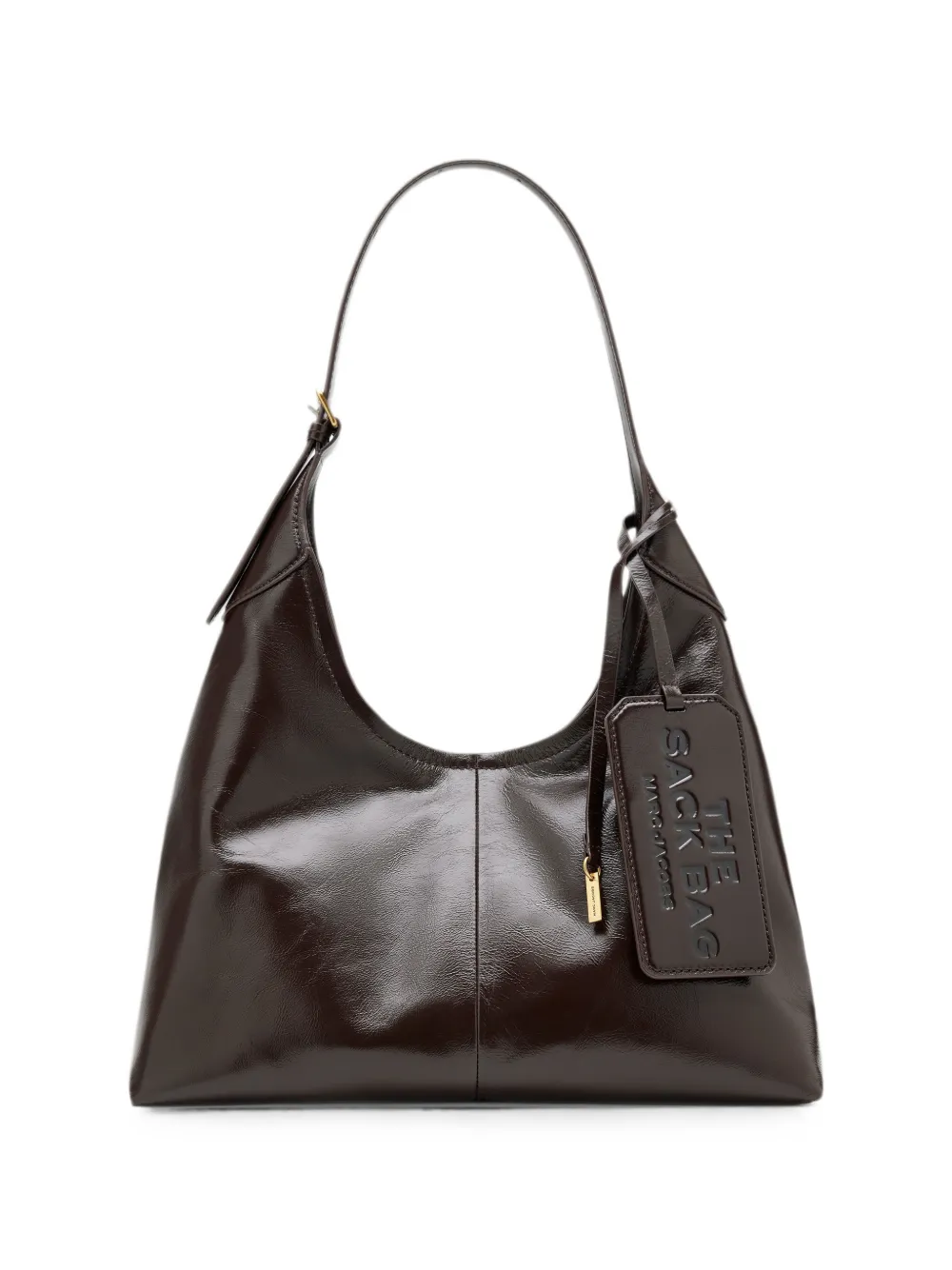 Marc Jacobs belted Sack bag in crinkle leather - Marrone