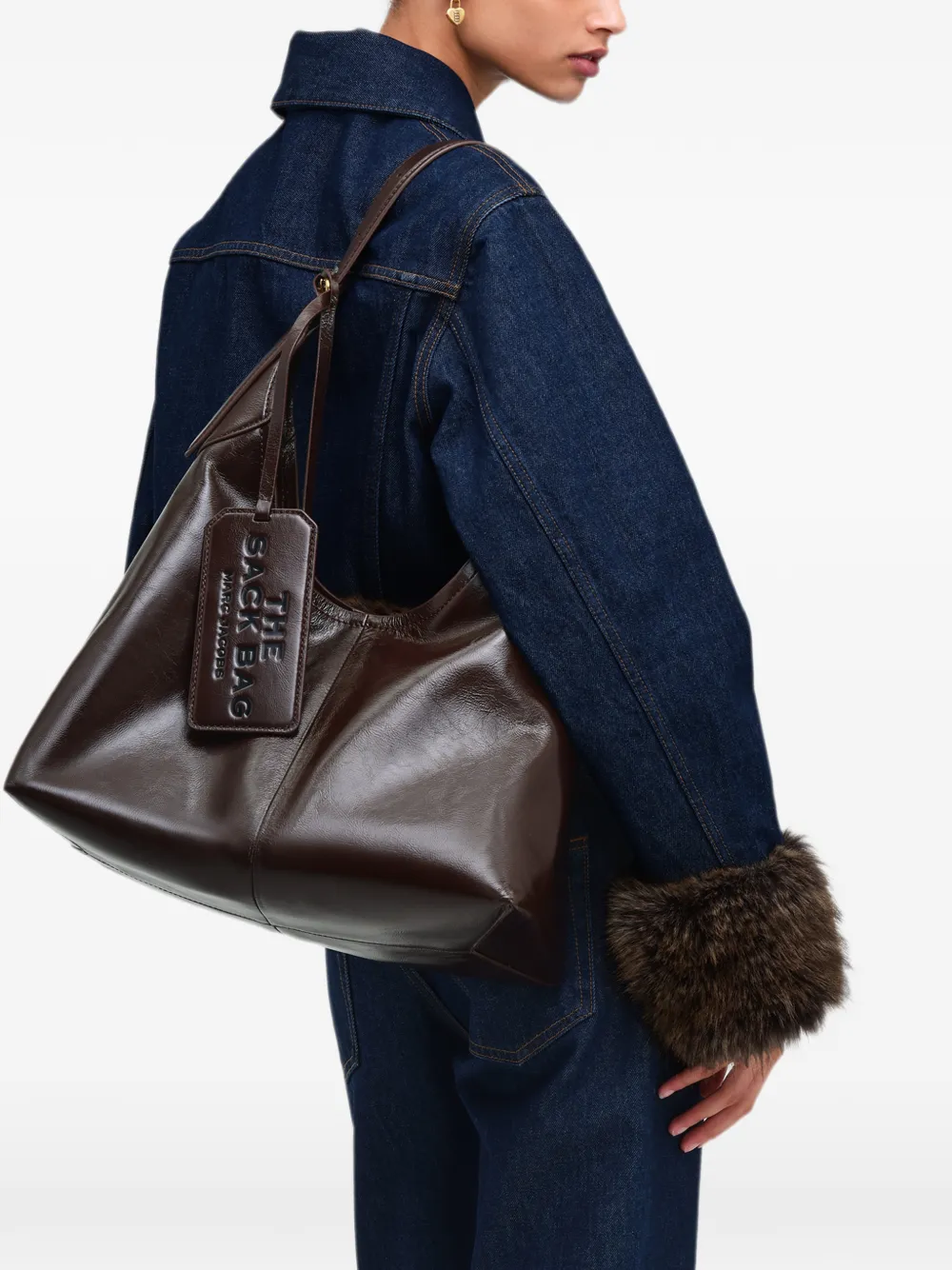 Marc Jacobs Sack tas van gekreukt leer met ceintuur Bruin