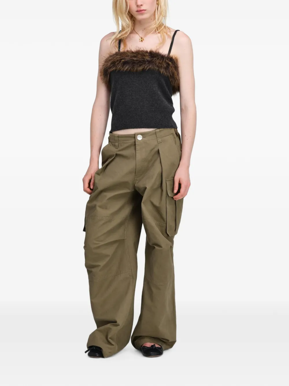 Marc Jacobs Tanktop met afwerking van imitatiebont Grijs