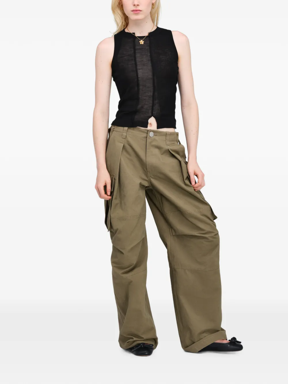 Marc Jacobs Gebreide tanktop met doorzichtige vlakken Zwart