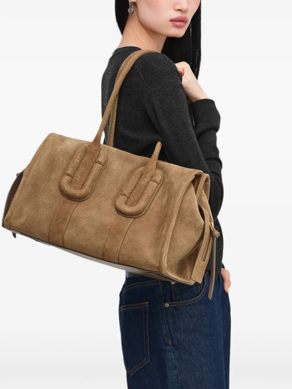 Marc Jacobs Babe City suède shopper Bruin