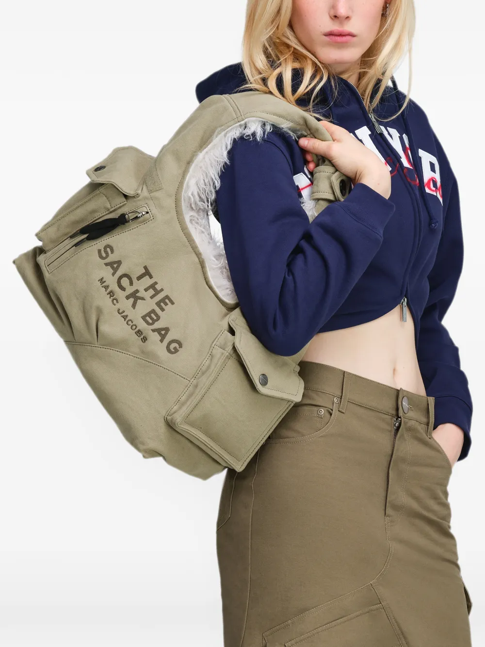 Marc Jacobs Sack canvas tas van cargo bont Groen