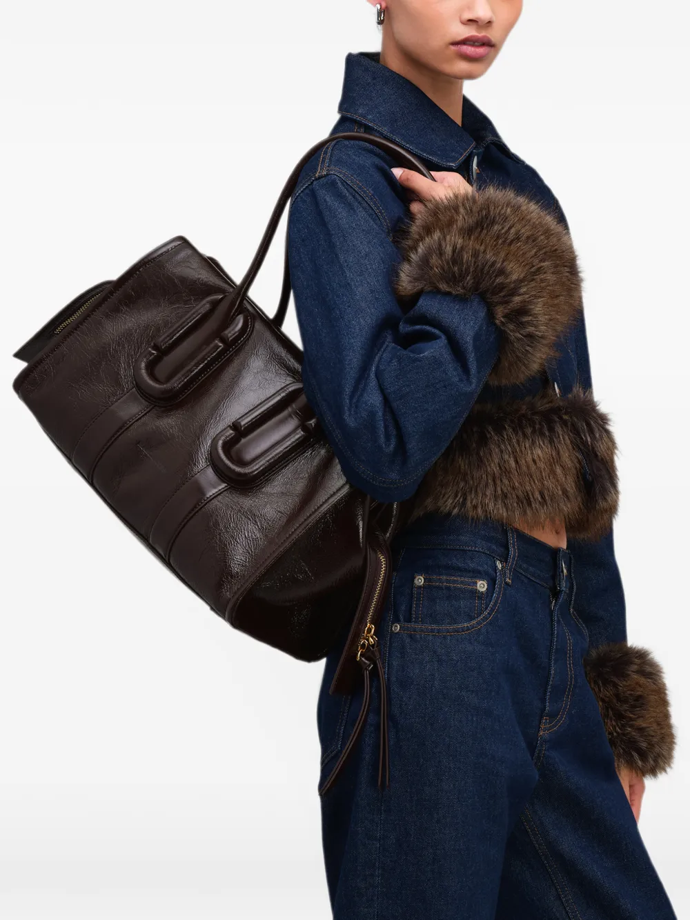 Marc Jacobs Babe City shopper van gekreukt leer Bruin