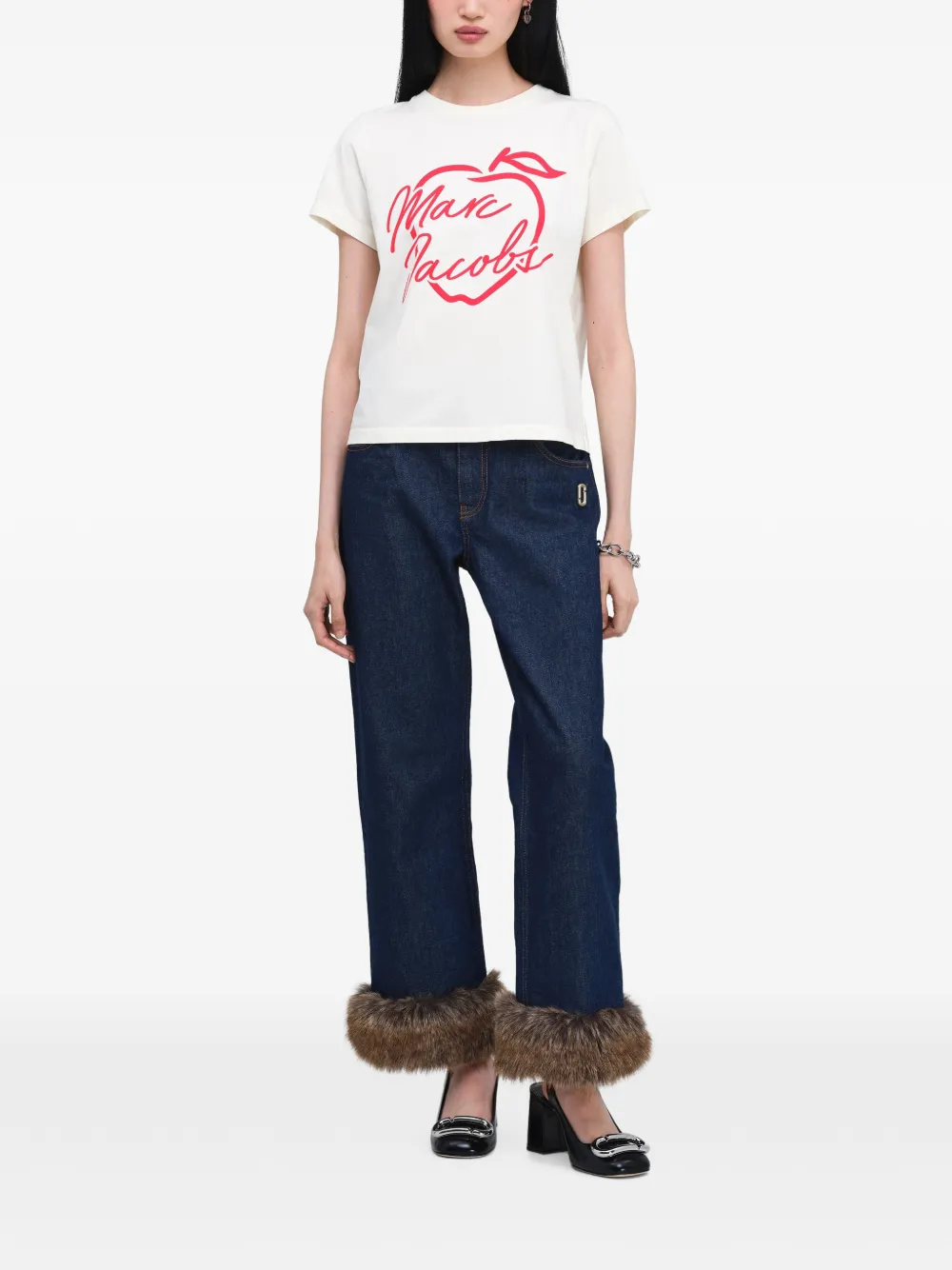 Marc Jacobs Katoenen T-shirt met logoprint Beige