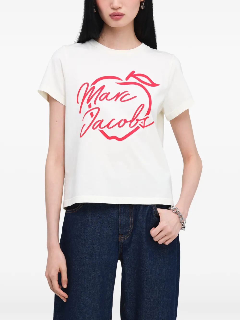 Marc Jacobs Katoenen T-shirt met logoprint Beige