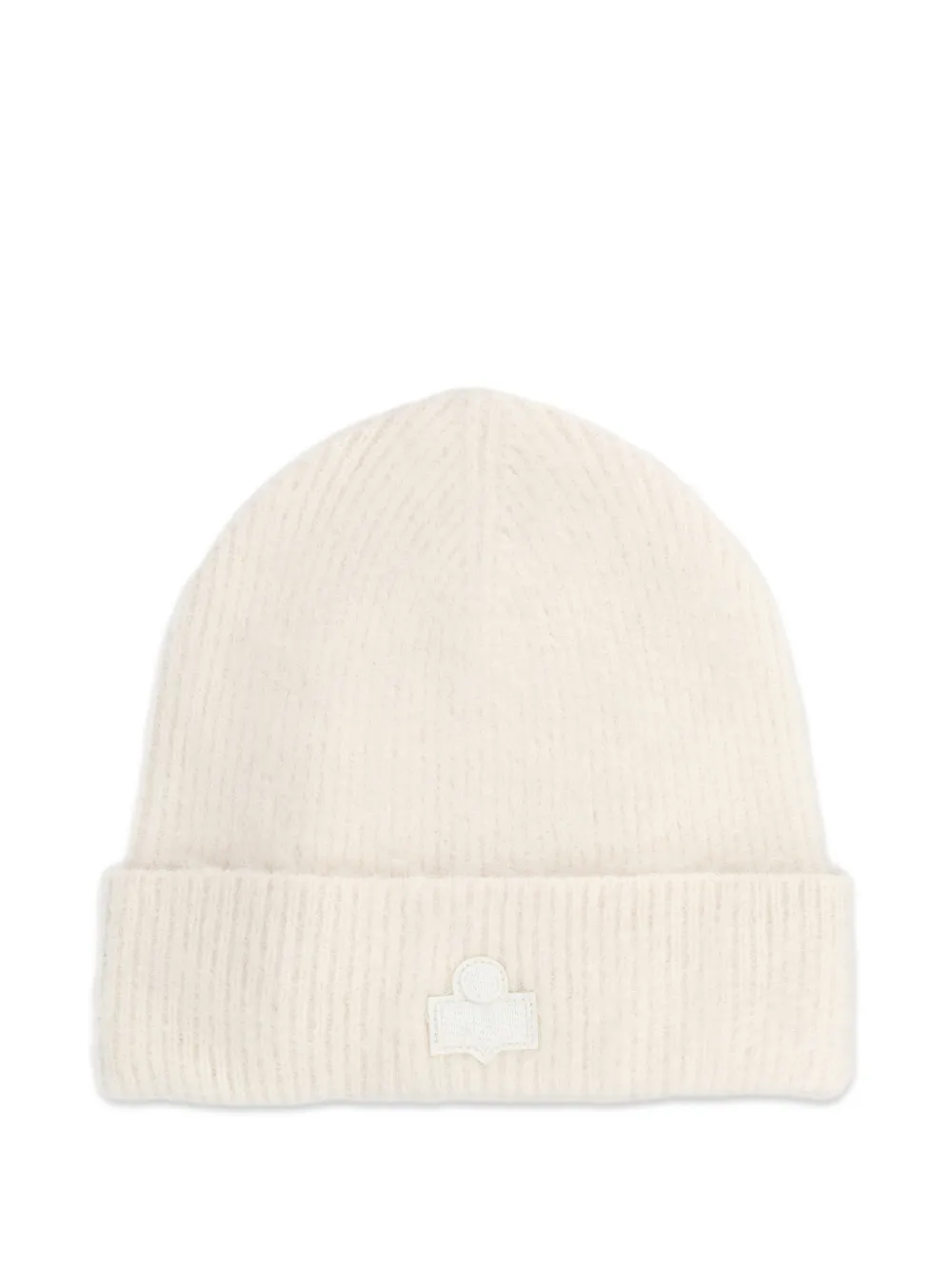 ISABEL MARANT logo-patch ribbed beanie hat - Nude