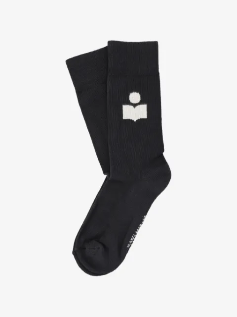 ISABEL MARANT calcetines tejidos de canalé con logo en intarsia