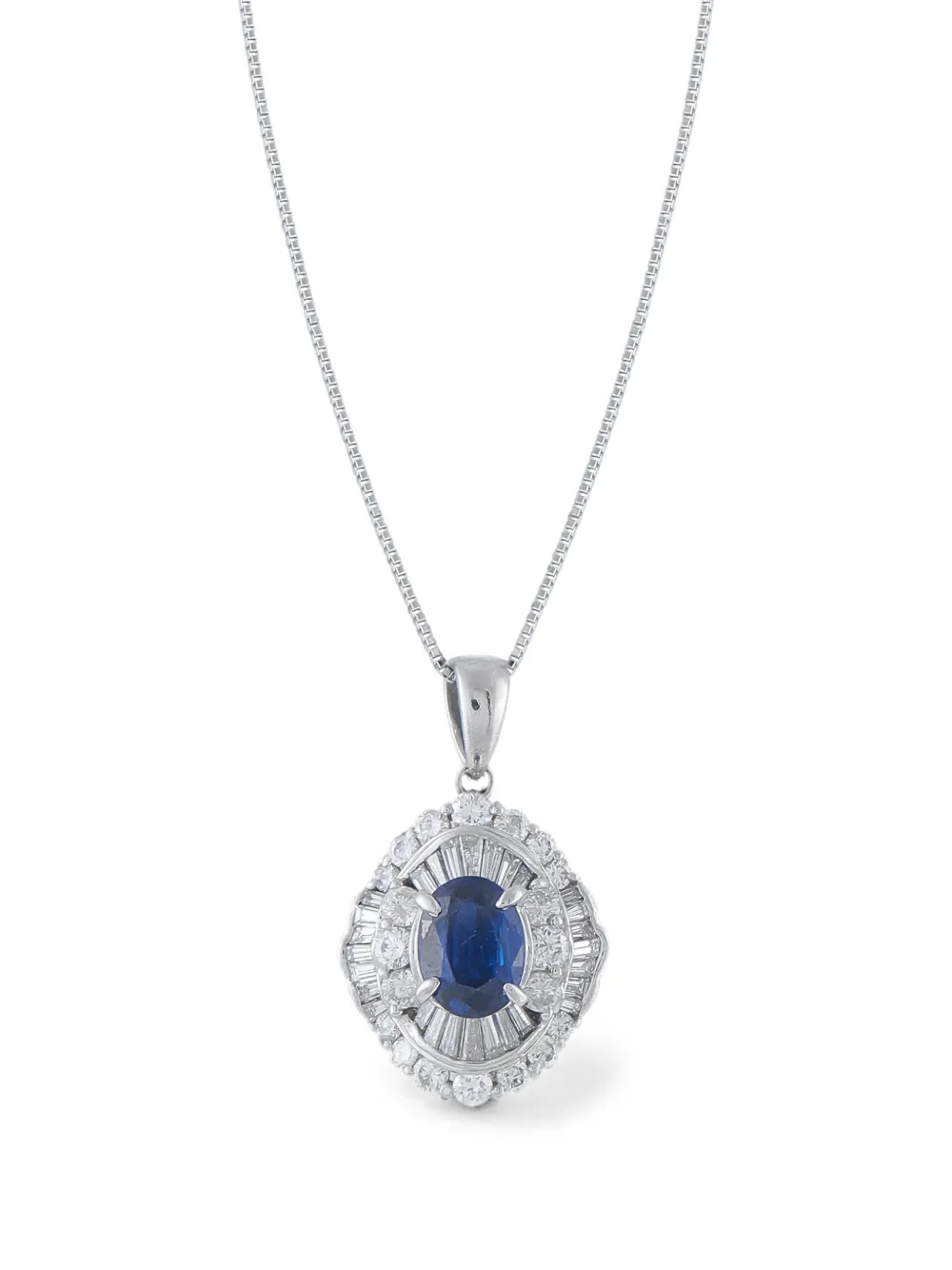 LB Exclusive double-halo sapphire and diamond necklace - Silber
