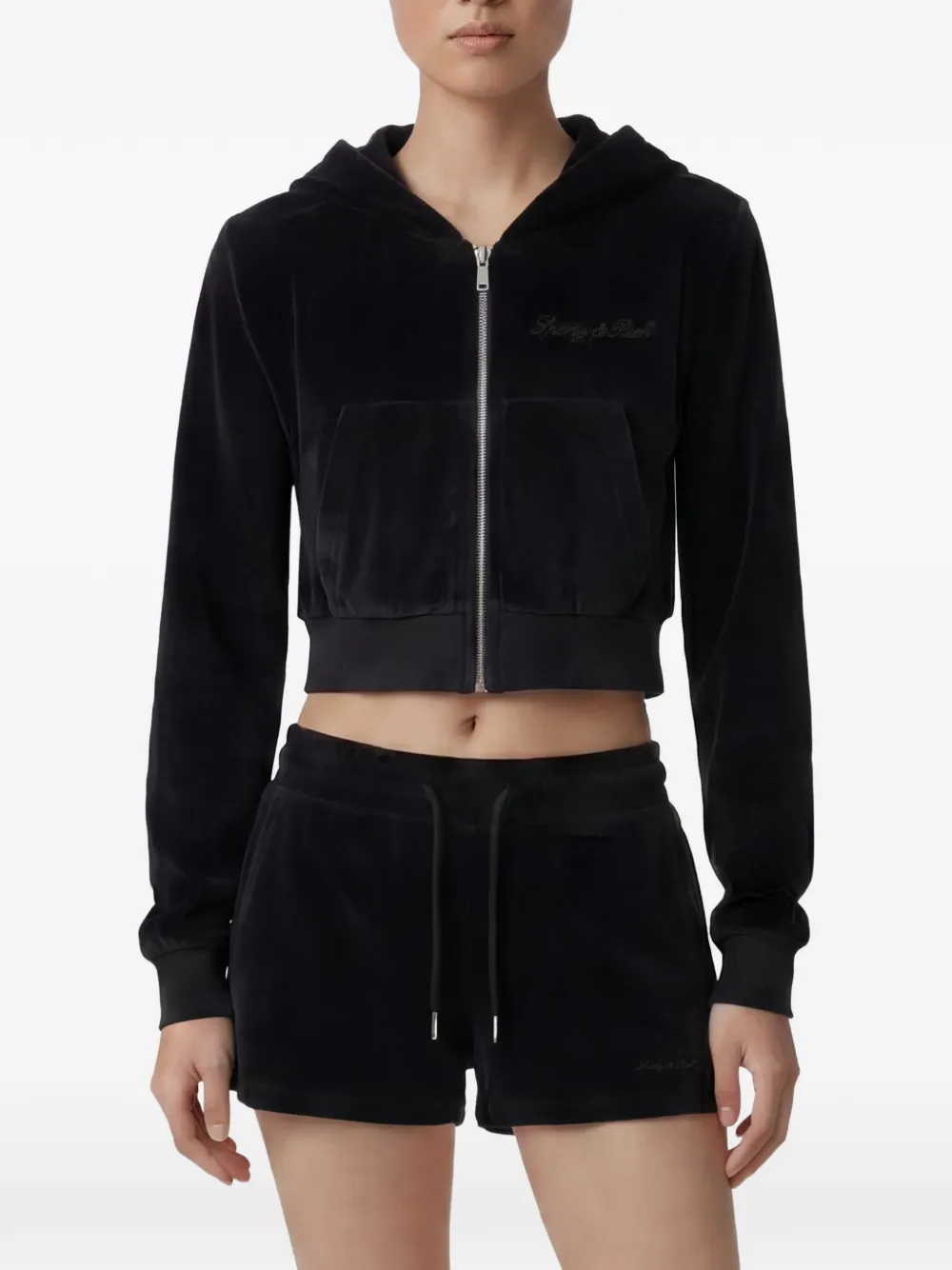 Sporty & Rich Hoodie met logo Zwart