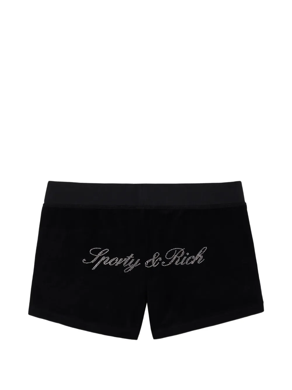 Sporty & Rich Krystal shorts verfraaid met logo Zwart