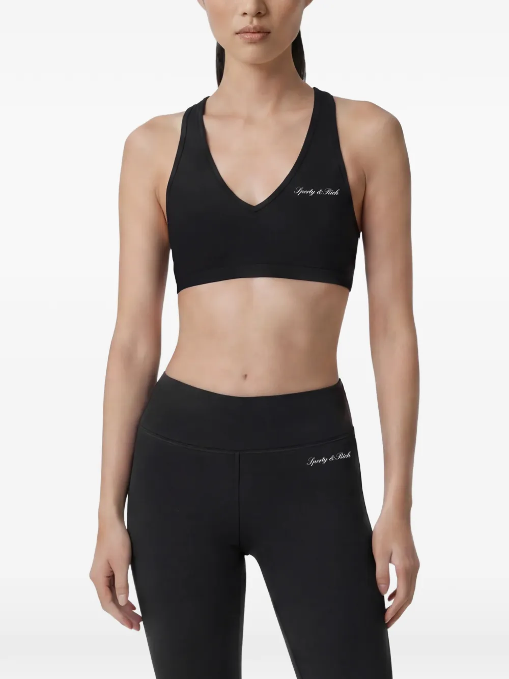 Sporty & Rich Sport-bh met logoprint Zwart