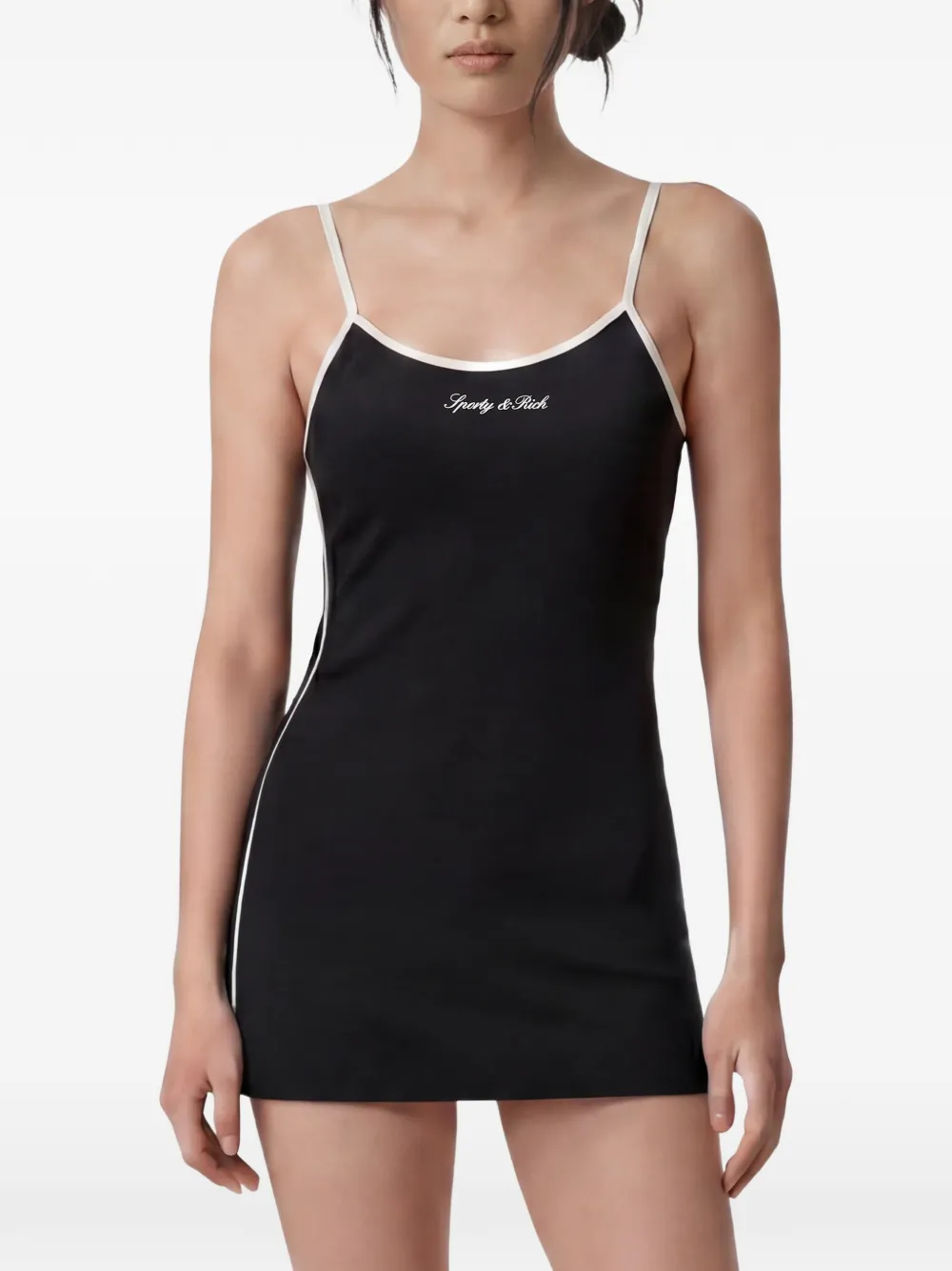 Sporty & Rich Jurk met contrasterende afwerking en logoprint Zwart