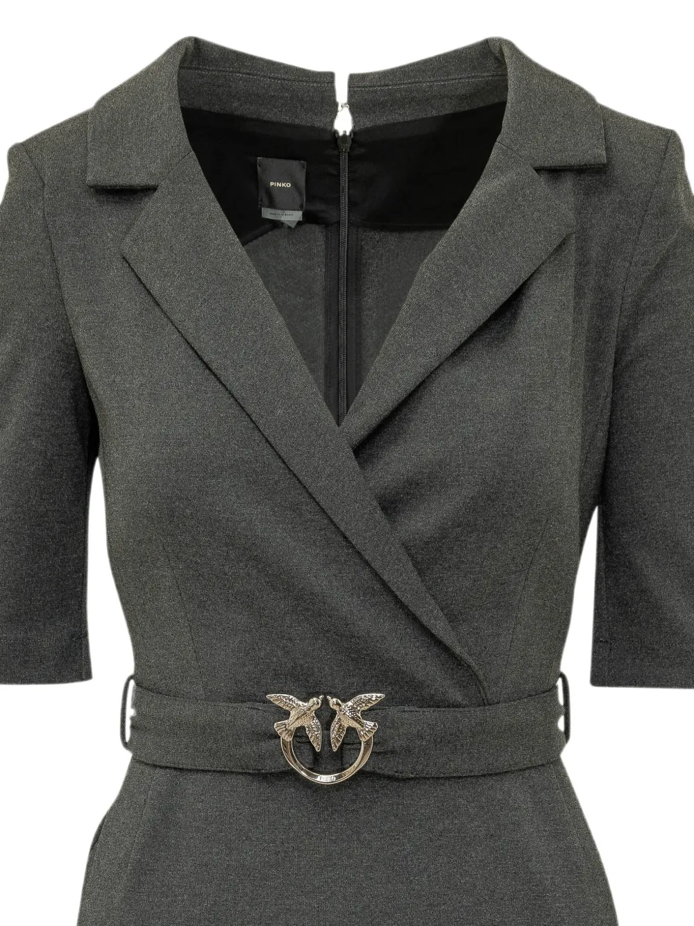 PINKO Love Birds belted dress Grijs