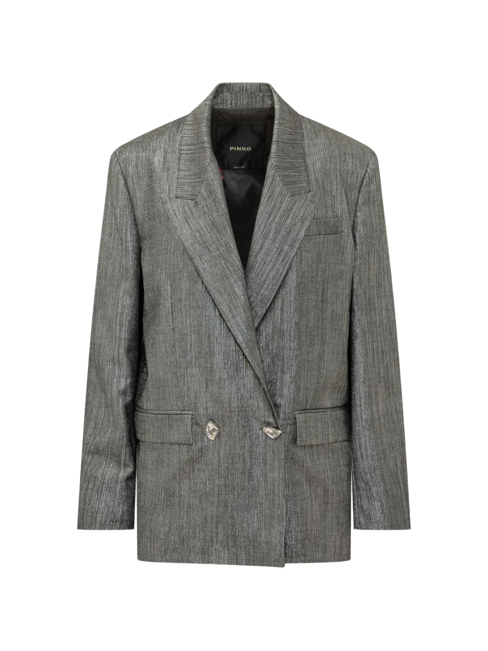 PINKO double-breasted Cayman jacket in metal wool with jewel buttons - Grau