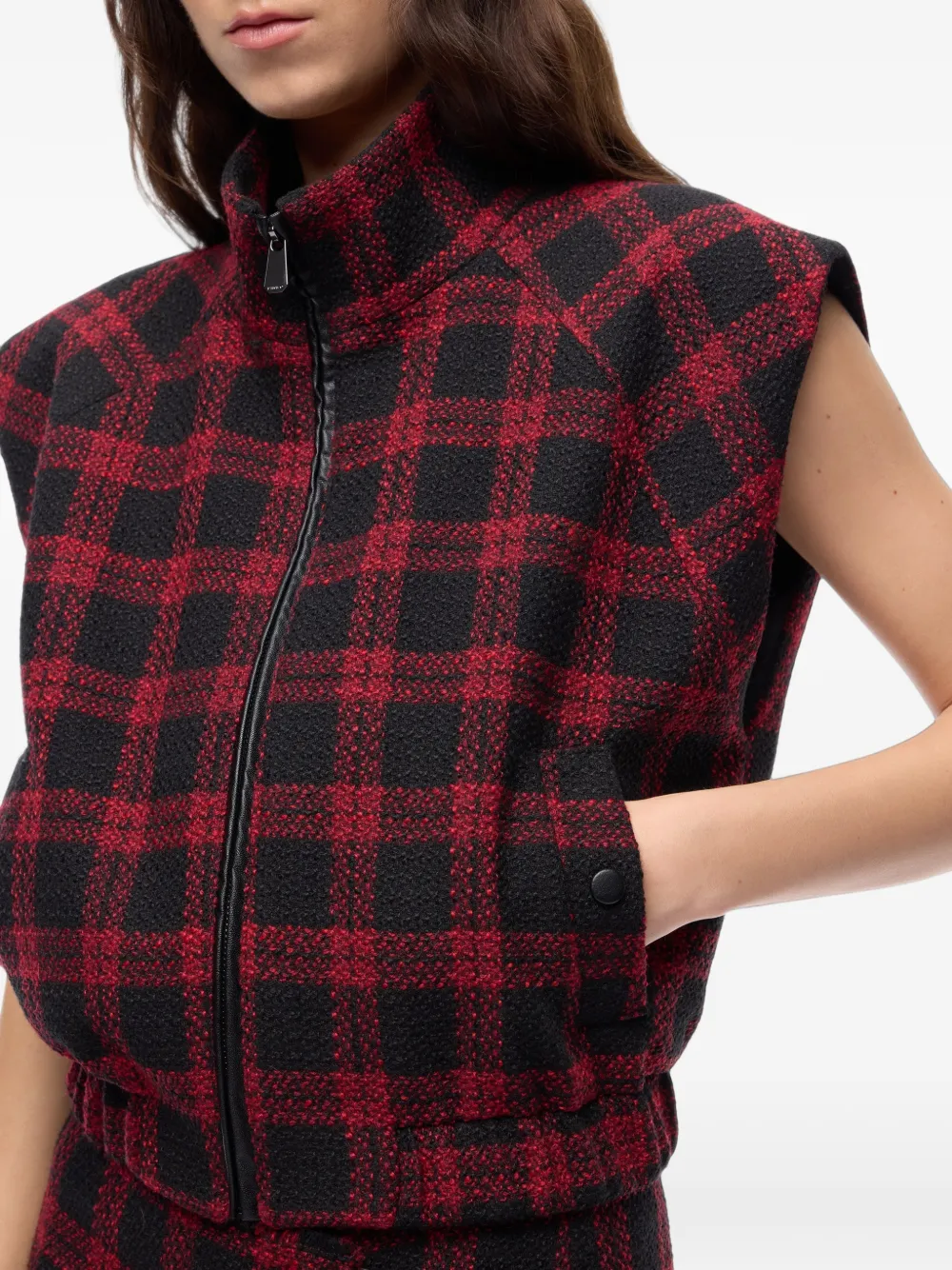 PINKO Tweed top met geruit patroon Zwart