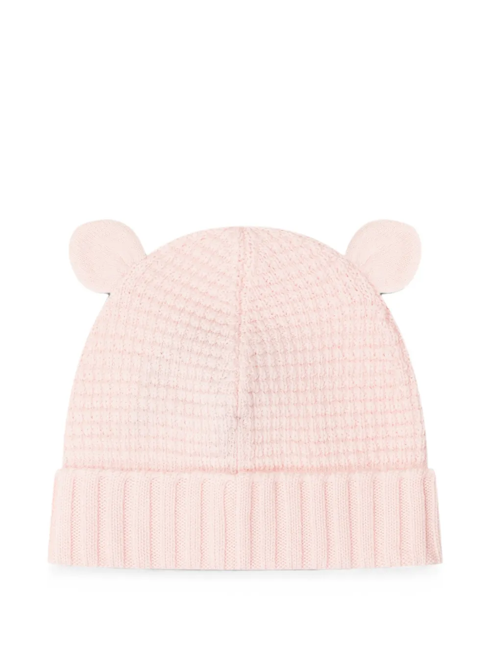 Moncler Enfant Wafelgebreide muts met oor-detail Roze