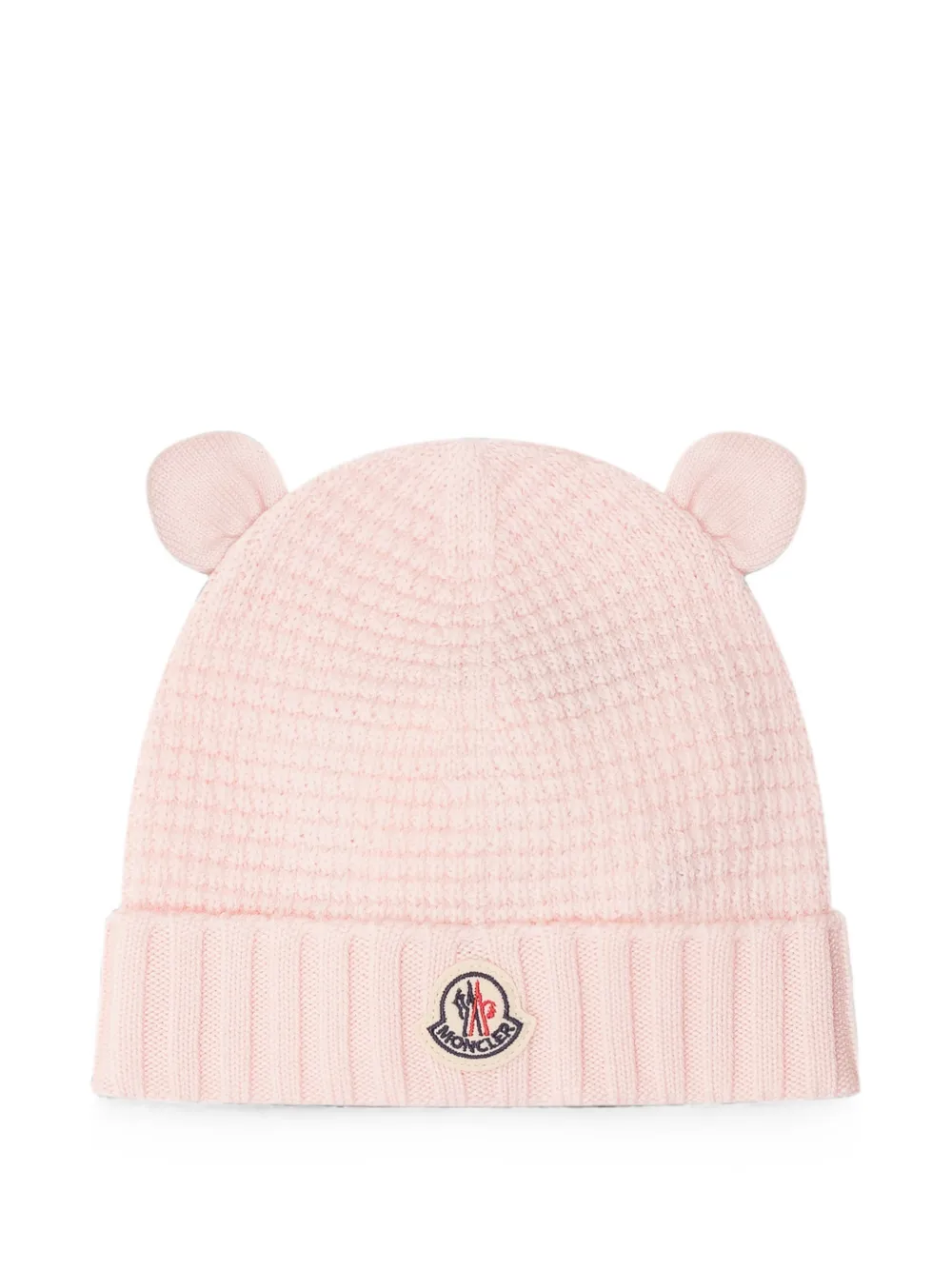Moncler Enfant Wafelgebreide muts met oor-detail Roze