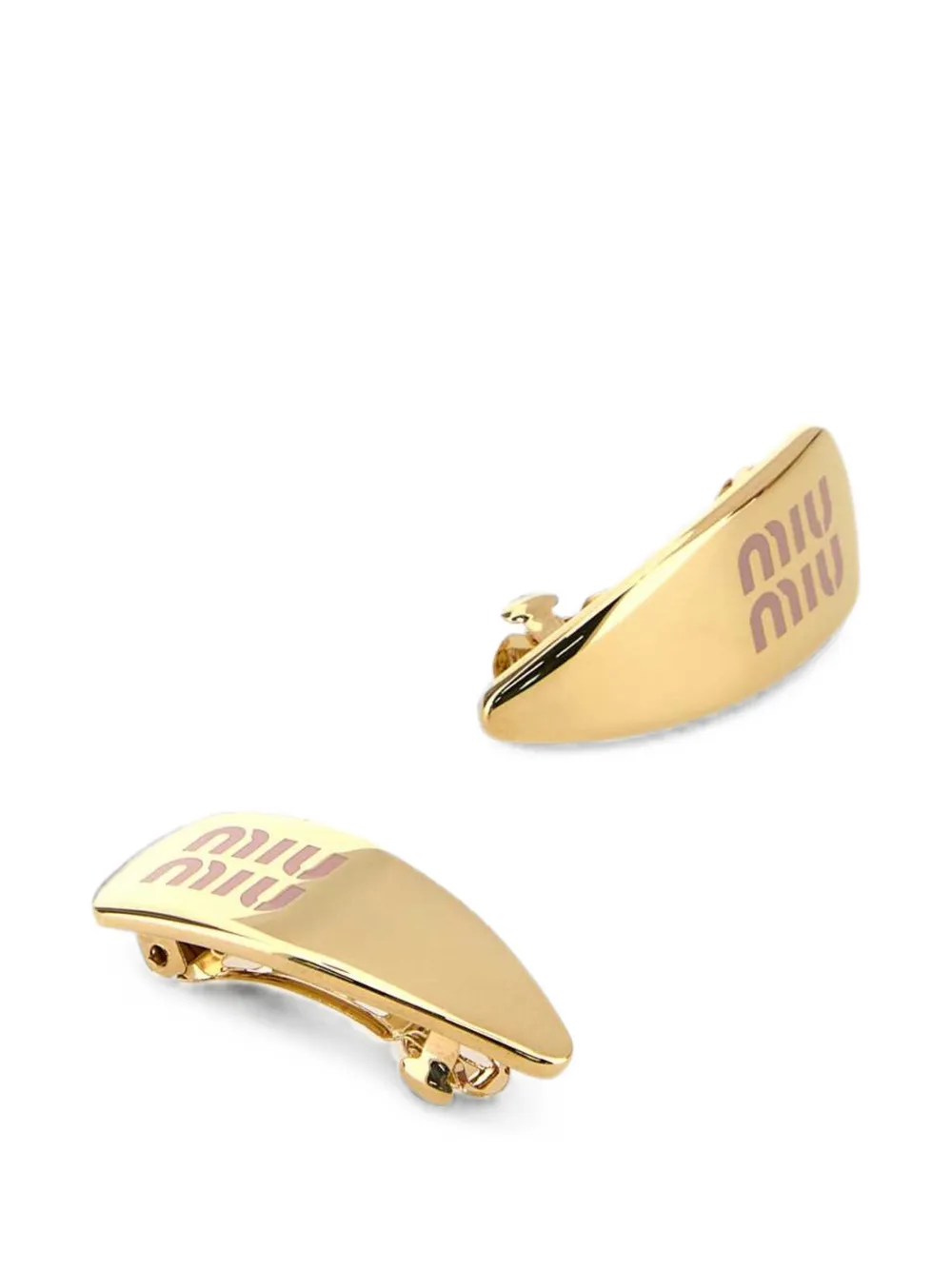 Miu Haarspeld met logoprint Goud