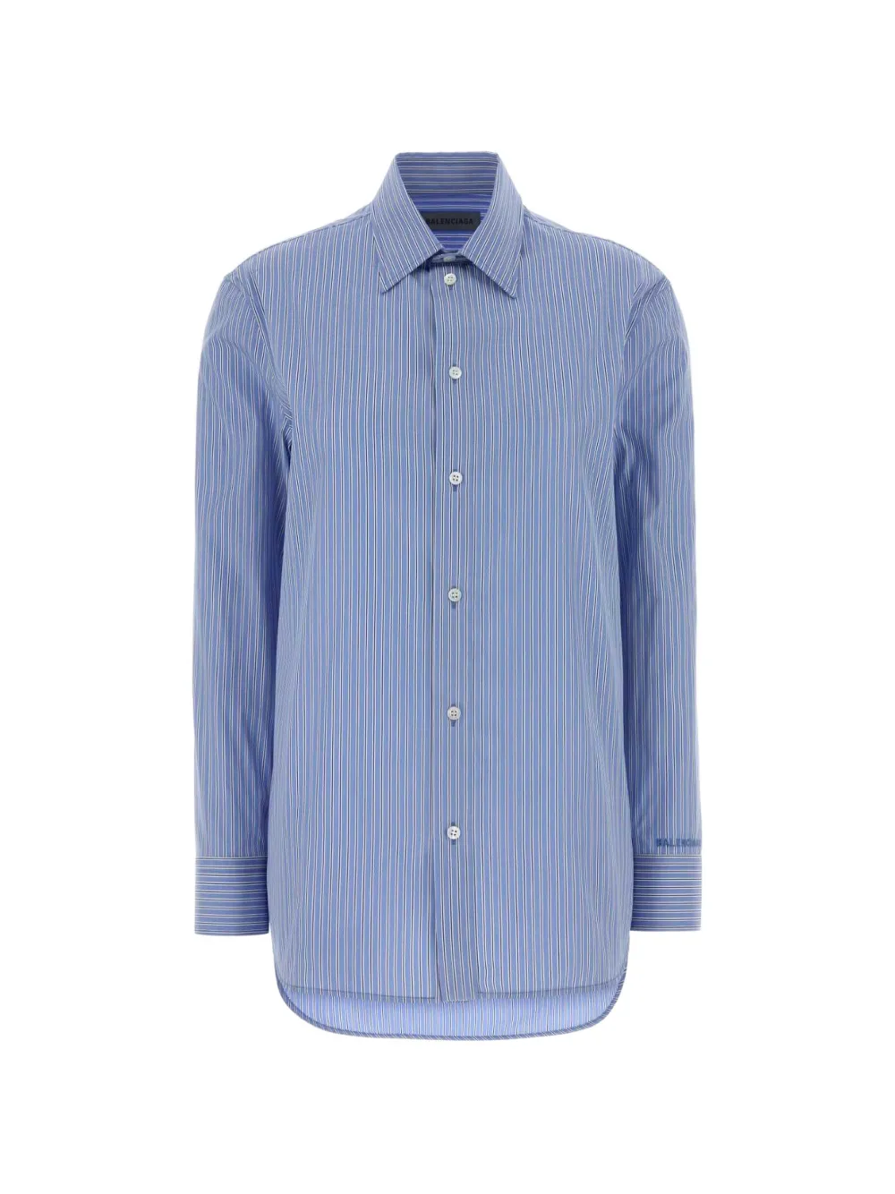 Balenciaga striped logo-embroidered shirt - Blu