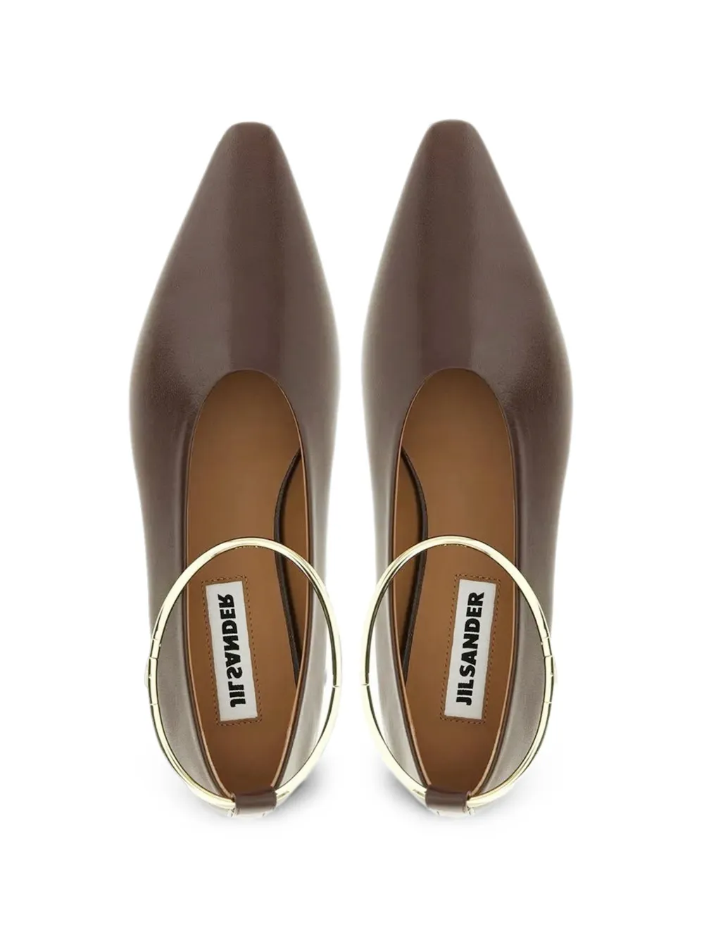 Jil Sander pointed-toe ring-embellished ballet flats Bruin