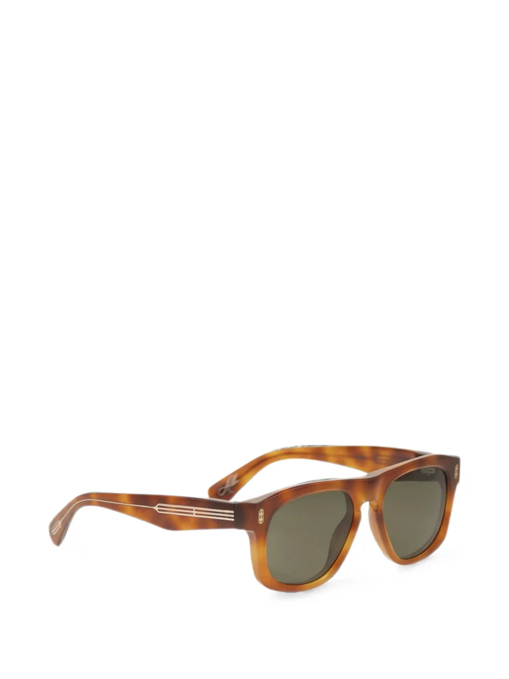 Brunello Cucinelli Zonnebril met vierkant montuur en schildpadschild design Bruin