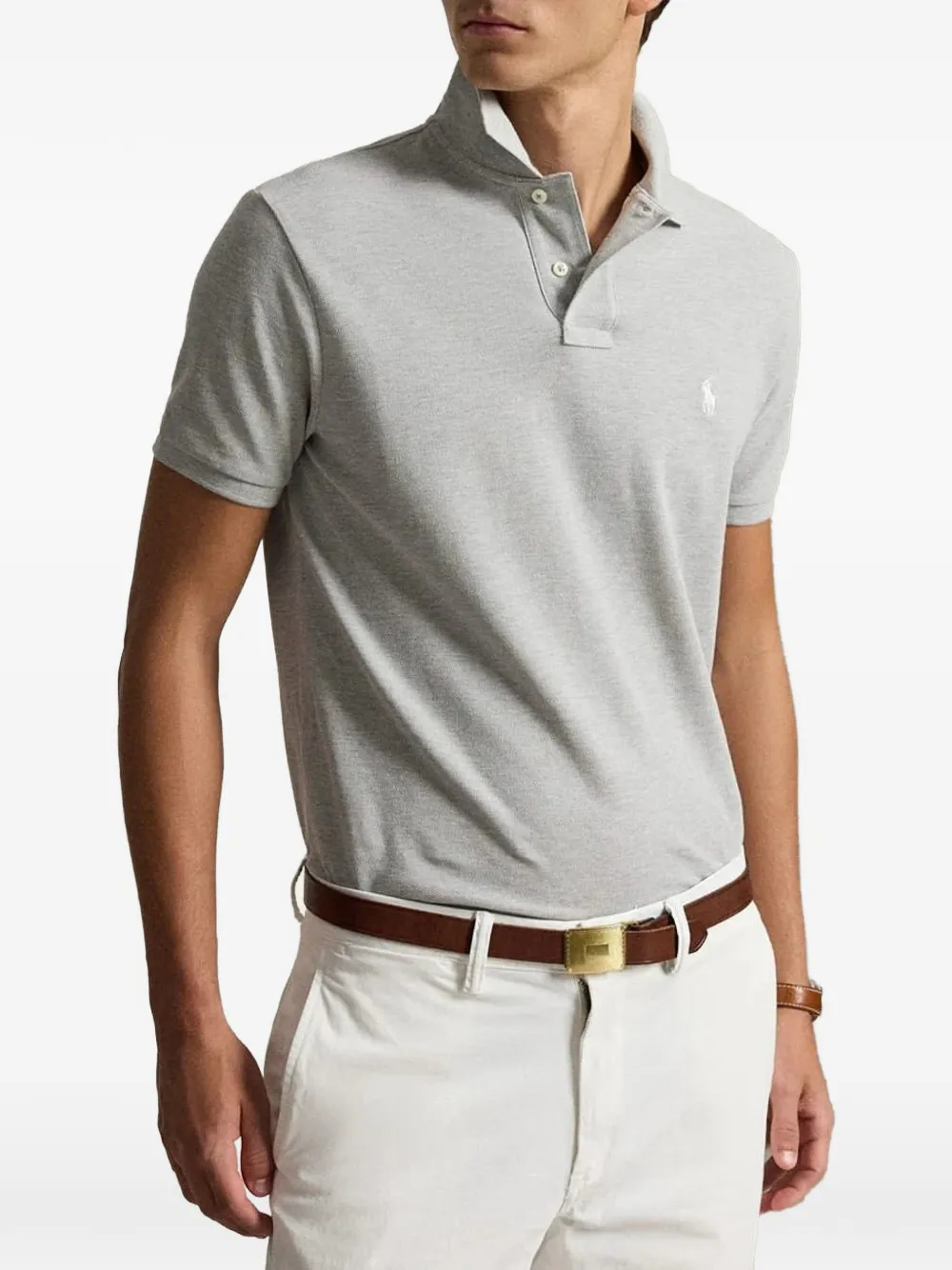 Polo Ralph Lauren Poloshirt met borduurwerk en mesh Grijs
