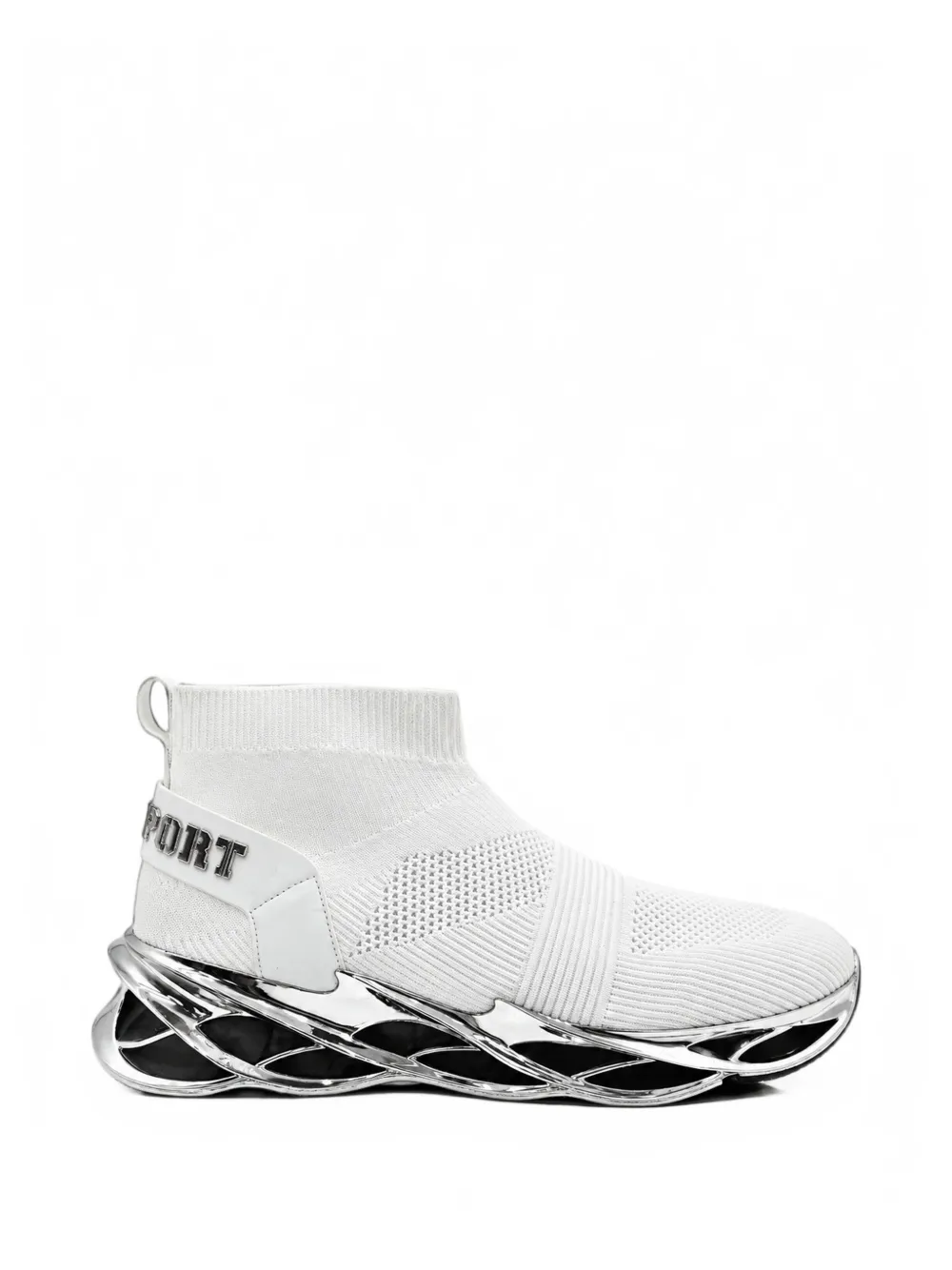 Plein Sport Sock metallic-trim sneakers - Weiß