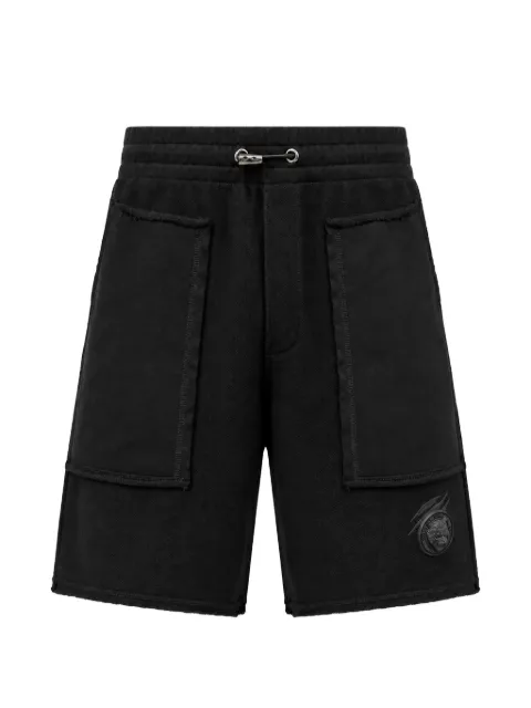 Plein Sport raw-edge patch-pocket shorts