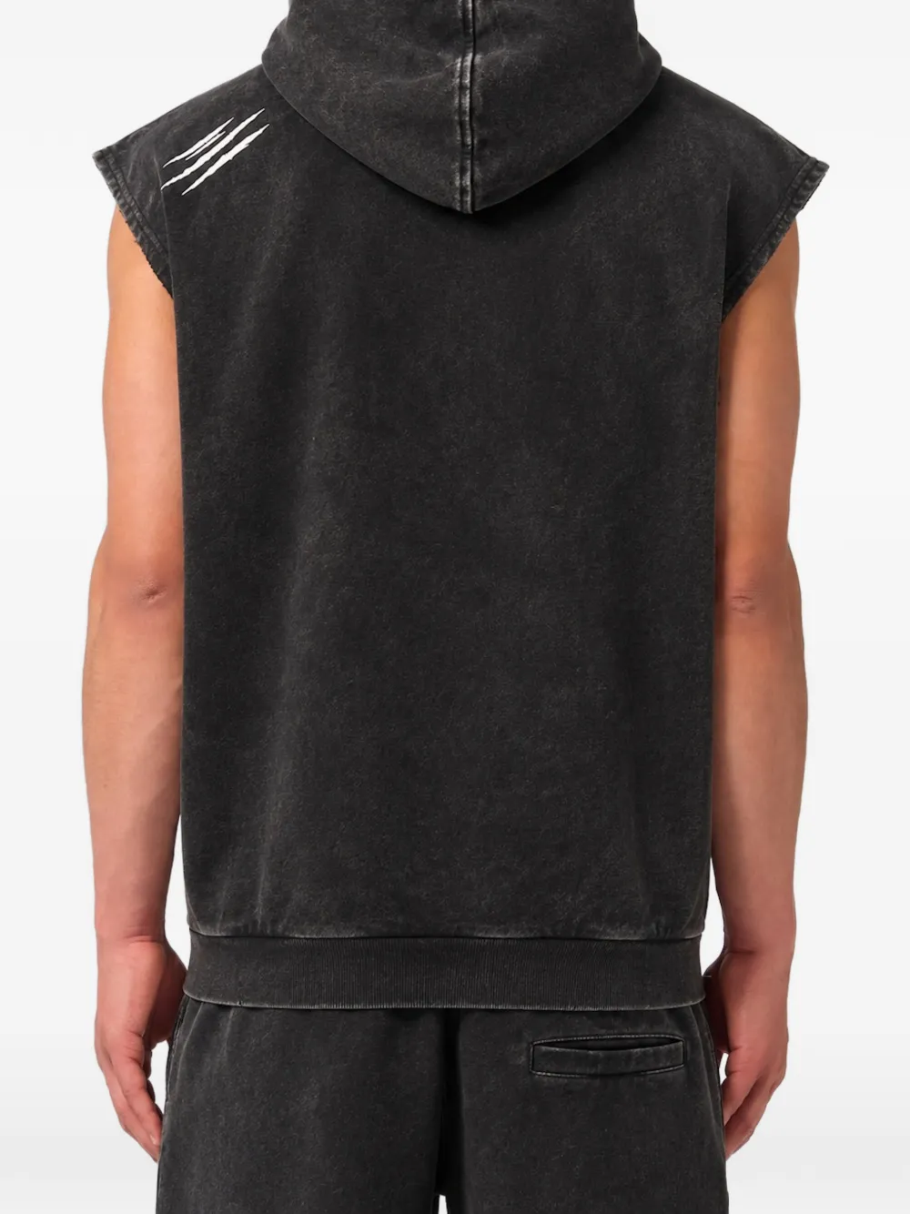 Plein Sport washed fleece hoodie vest Zwart