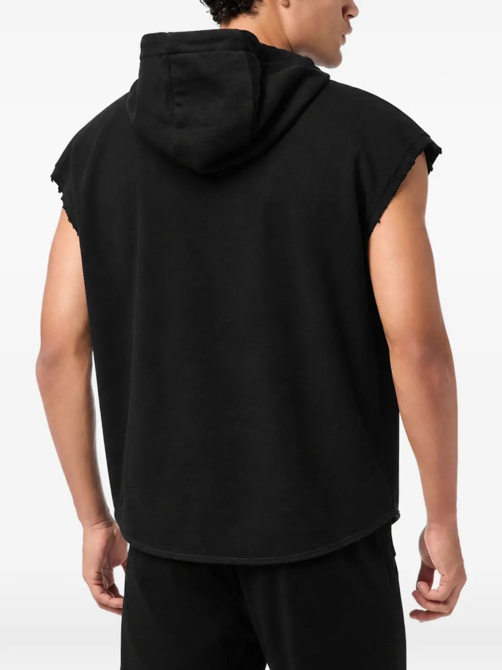 Plein Sport raw-edge sleeveless hoodie Zwart