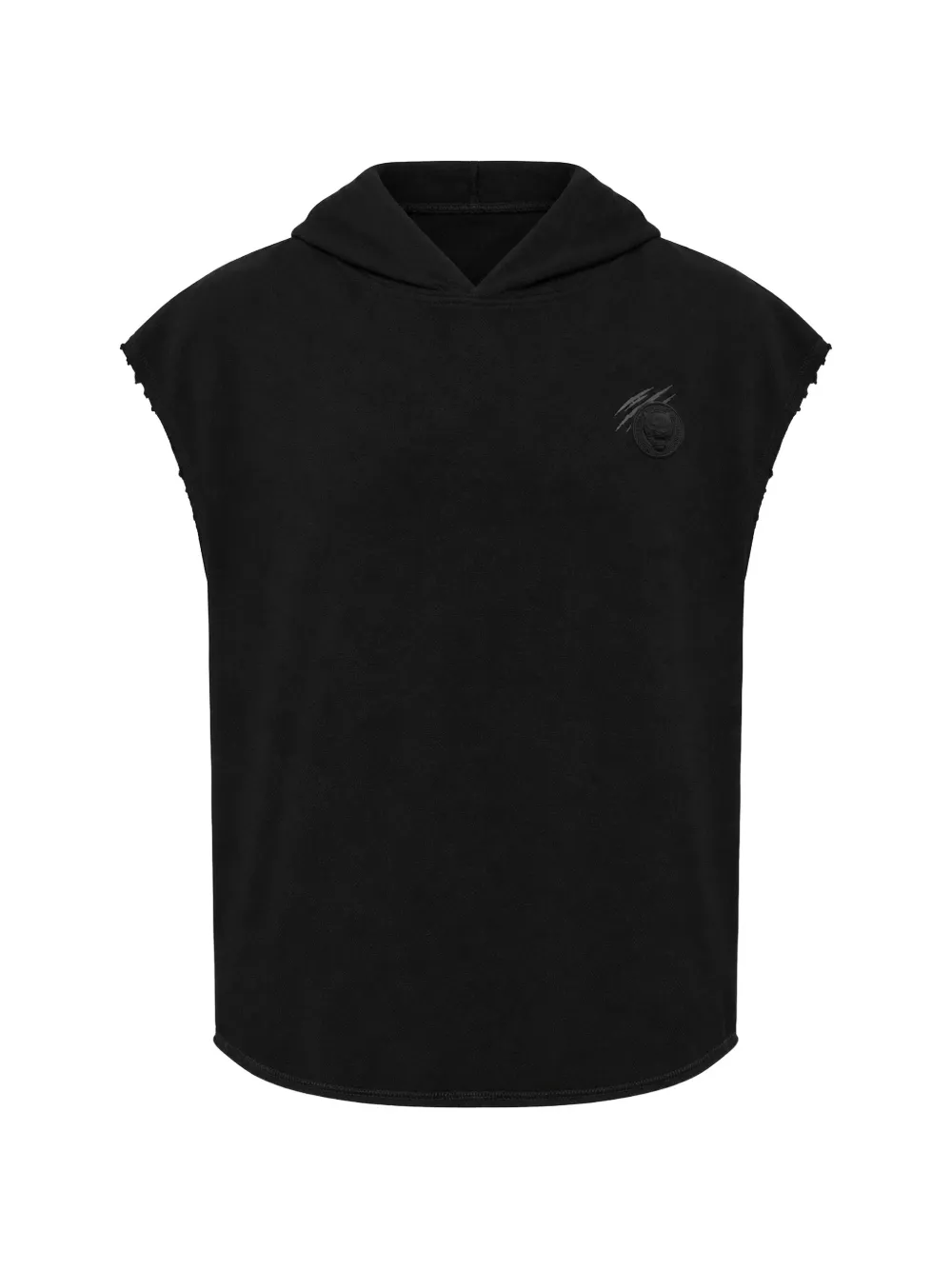 Plein Sport raw-edge sleeveless hoodie Zwart