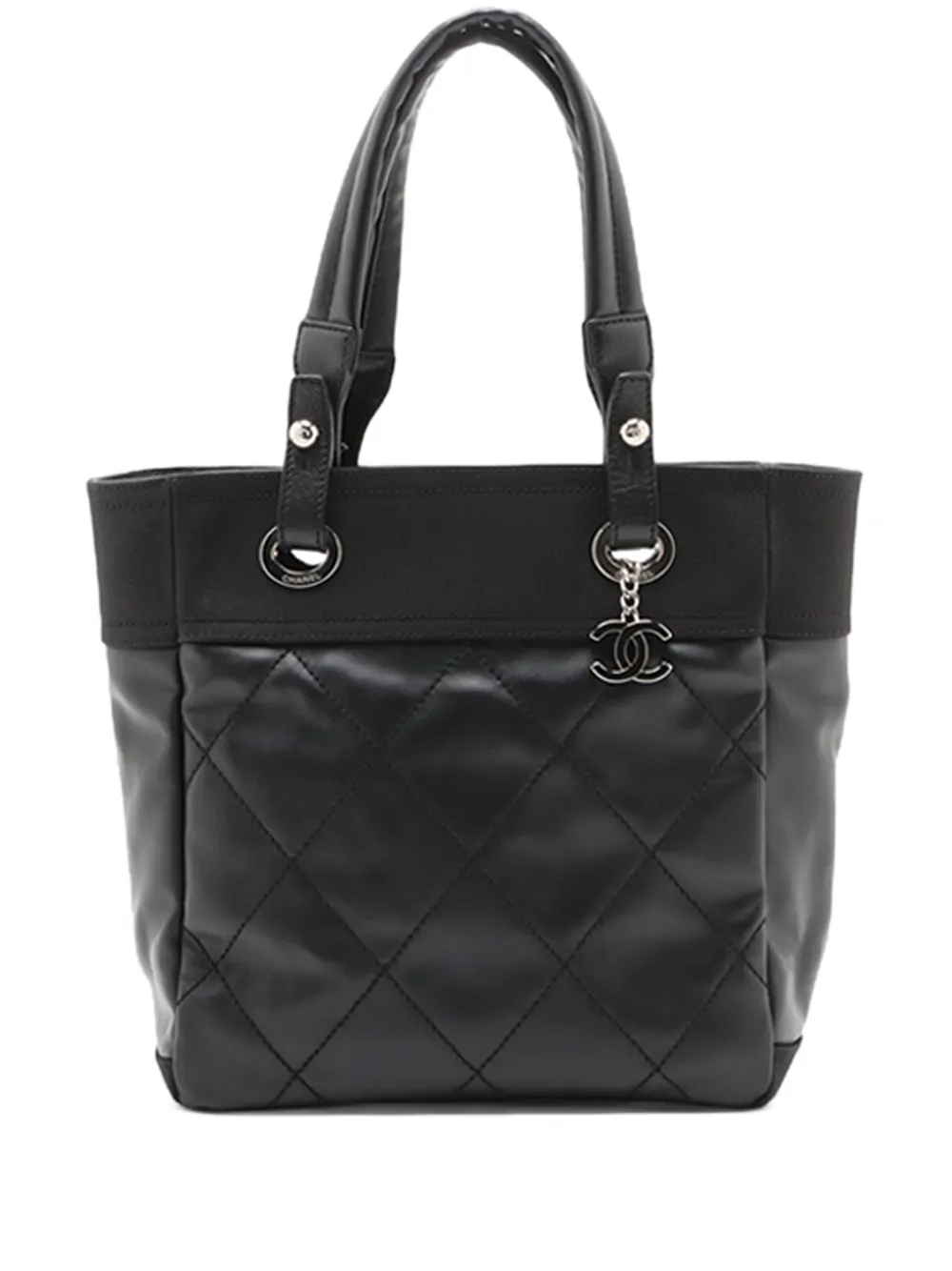 CHANEL Pre-Owned 2011 Small Quilted Coated Canvas Paris Biarritz tote bag - Black