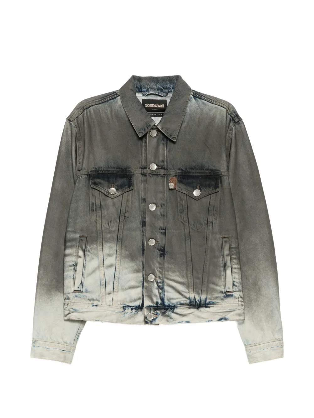Roberto Cavalli embroidered denim tucker jacket - Grey