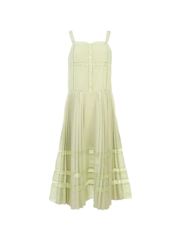 philip lim green dress 3.1 Phillip lace-trim Pleated Midi | corset-dress