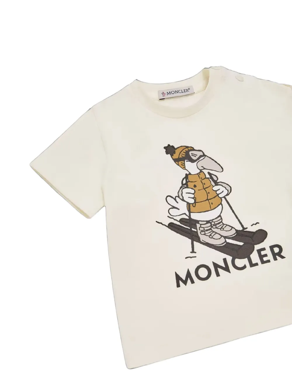 Moncler Enfant MonDuck T-shirt met schouderknoop en print Wit